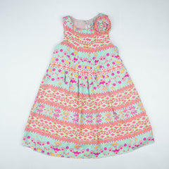 FROCK PLEATED SLEEVES PINK ABSTRACT TODDLER - 4-5 Years