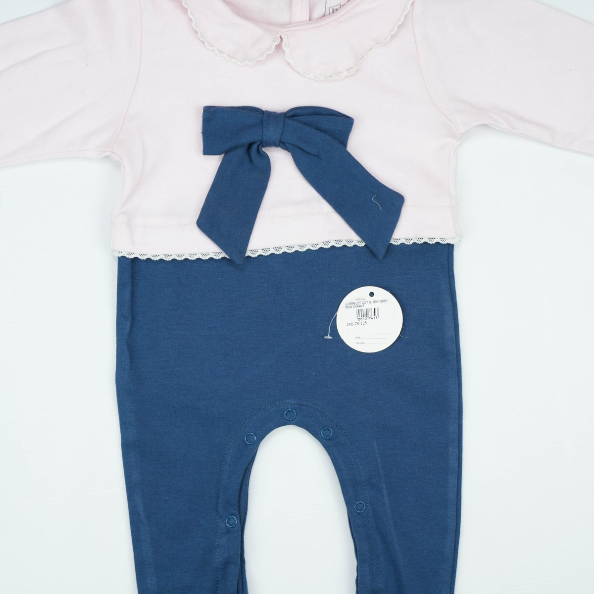 SLEEPSUIT CUT & SEW GREY PINK INFANT - 3-6 Months