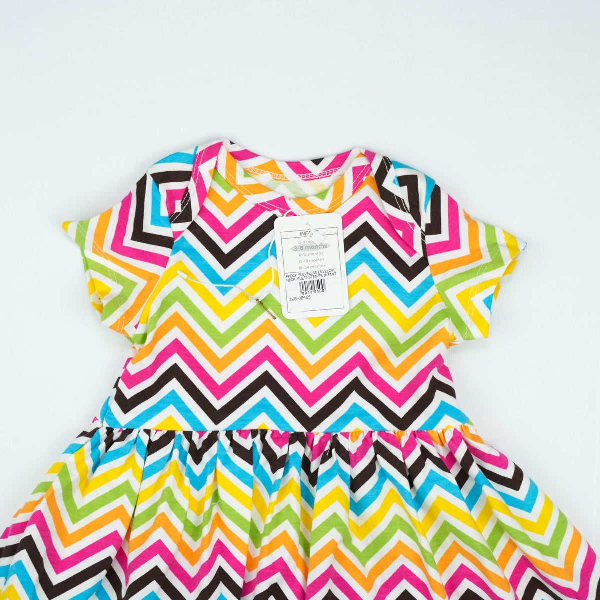 FROCK SLEVELESS ENVELOPE NECK MULTI STRIPES INFANT - 6-12 Months