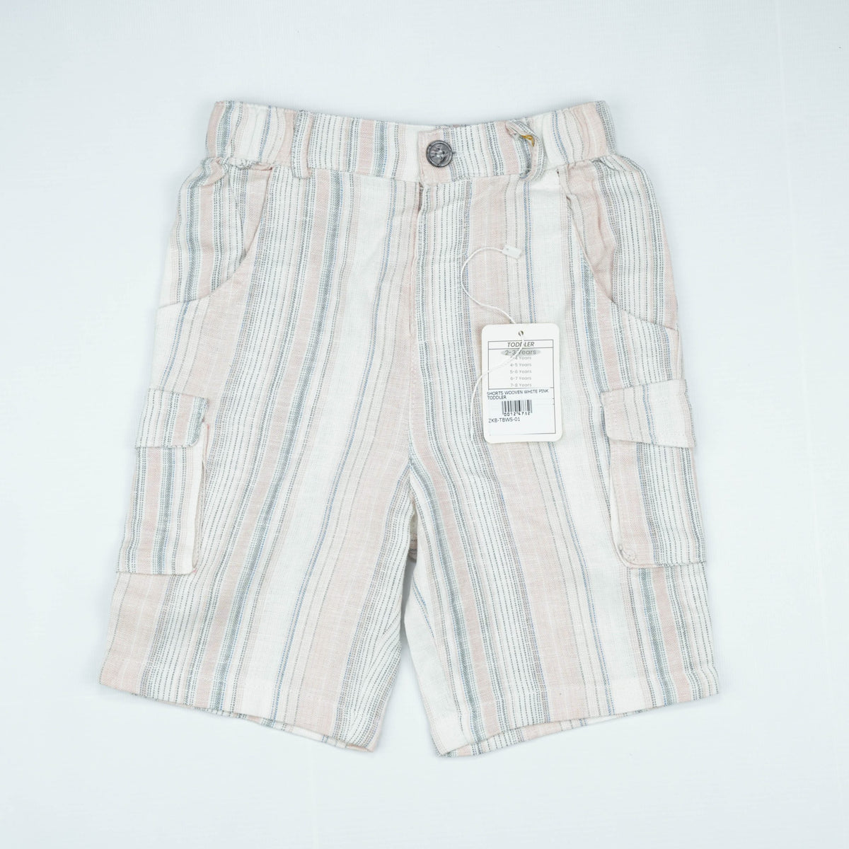 SHORTS WOOVEN WHITE PINK TODDLER - 3-4 Years