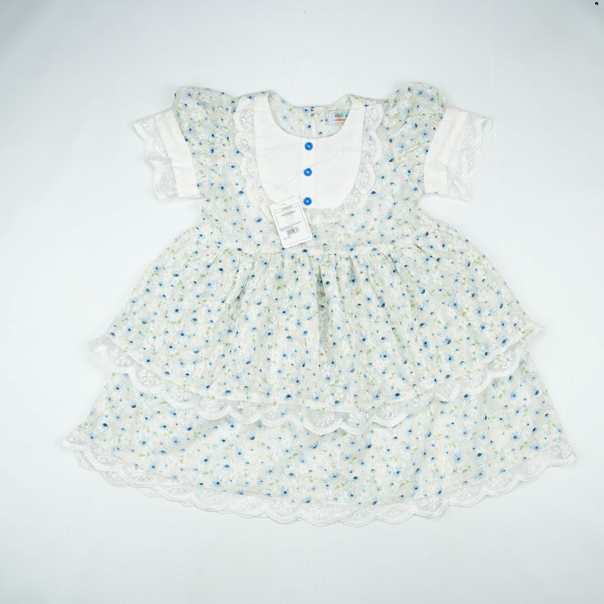 FROCK RETRO STYLE GREEN FLOWER TODDLER - 4-5 Years
