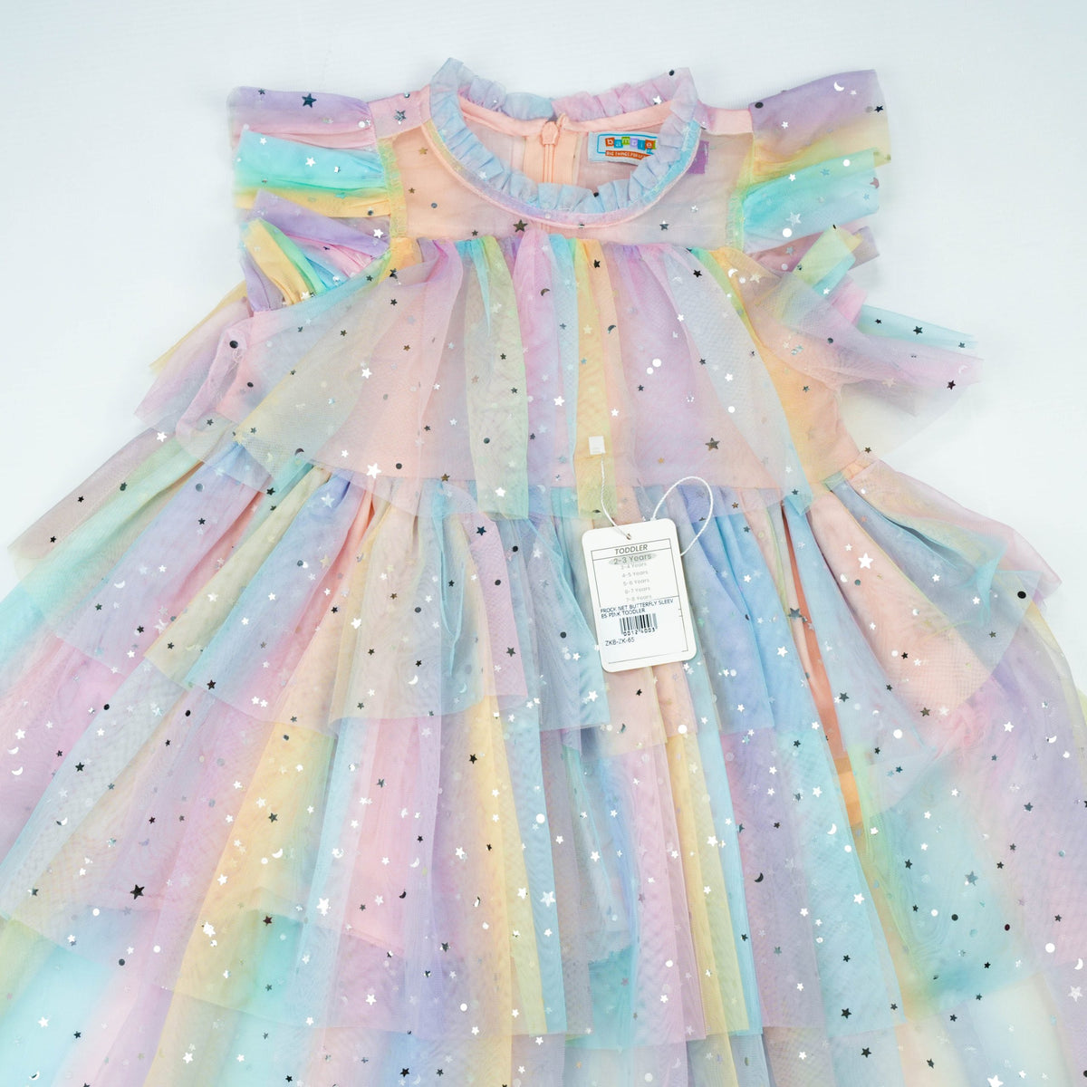 FROCK NET BUTTERFLY SLEEVES PINK TODDLER - 3-6 Months