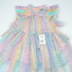 FROCK NET BUTTERFLY SLEEVES PINK TODDLER - 3-4 Years