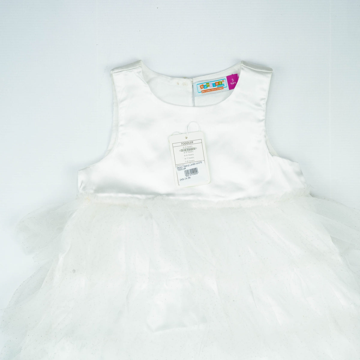 FROCK TRIPLE LAYER WHITE TODDLER - 3-4 Years