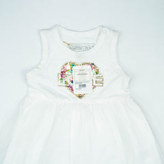 FROCK SLEVELESS WITH NET WHITE INFANT - 6-12 Months