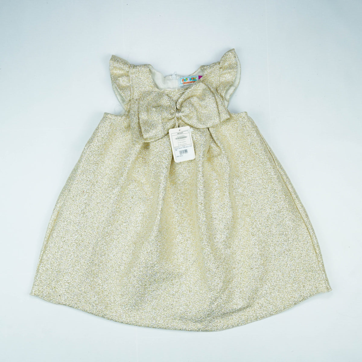 FROCK FRONT BOW GOLD TODDLER - 4-5 Years