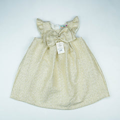 FROCK FRONT BOW GOLD TODDLER - 3-4 Years