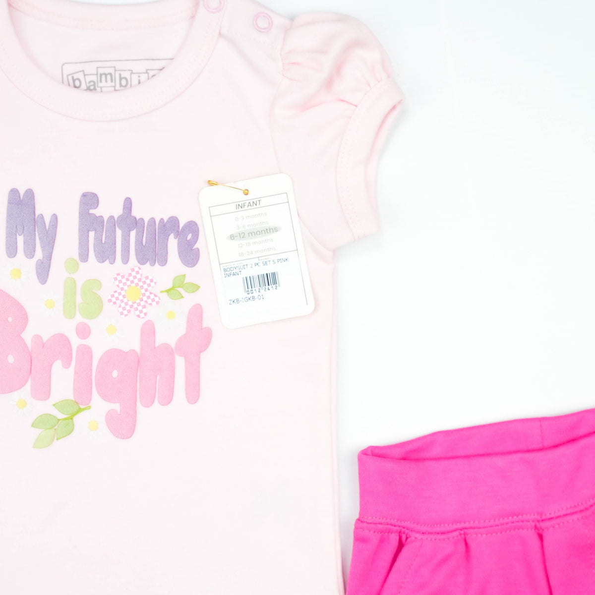 BODYSUIT 2 PC SET S.PINK INFANT - 3-6 Months