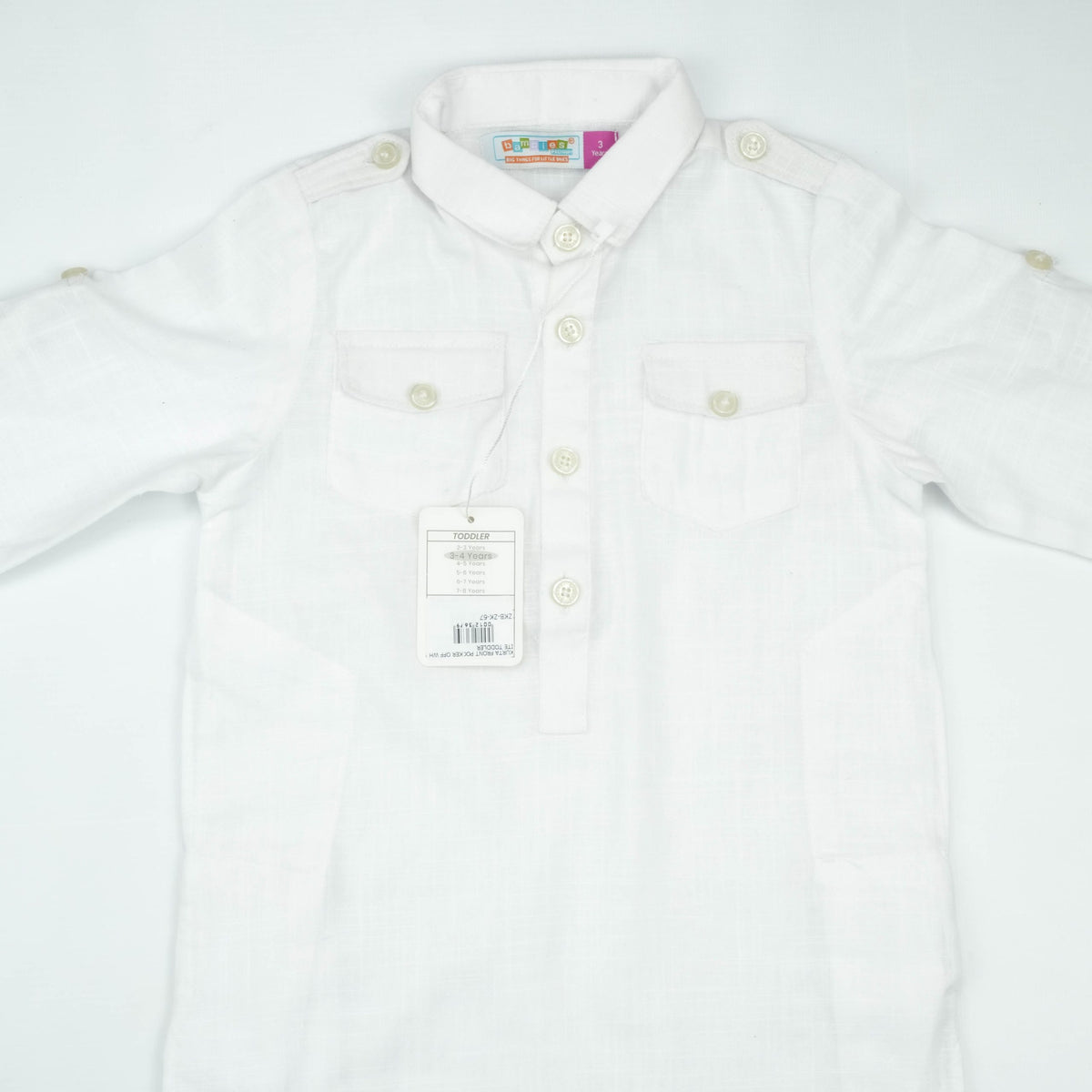 KURTA FRONT POCKER OFF WHITE TODDLER - 5-6 Years