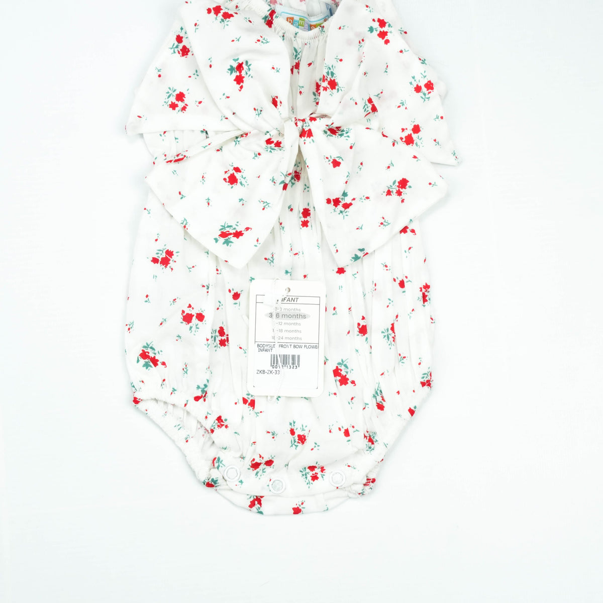 BODYSUIT FRONT BOW FLOWER INFANT - 0-3 Months