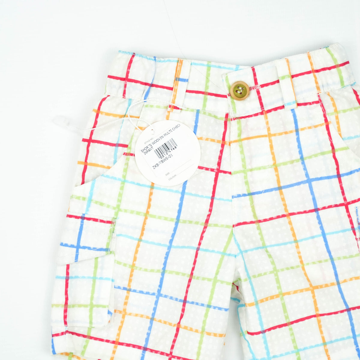 SHORTS WOOVEN MULTI CHECK INFANT - 6-12 Months
