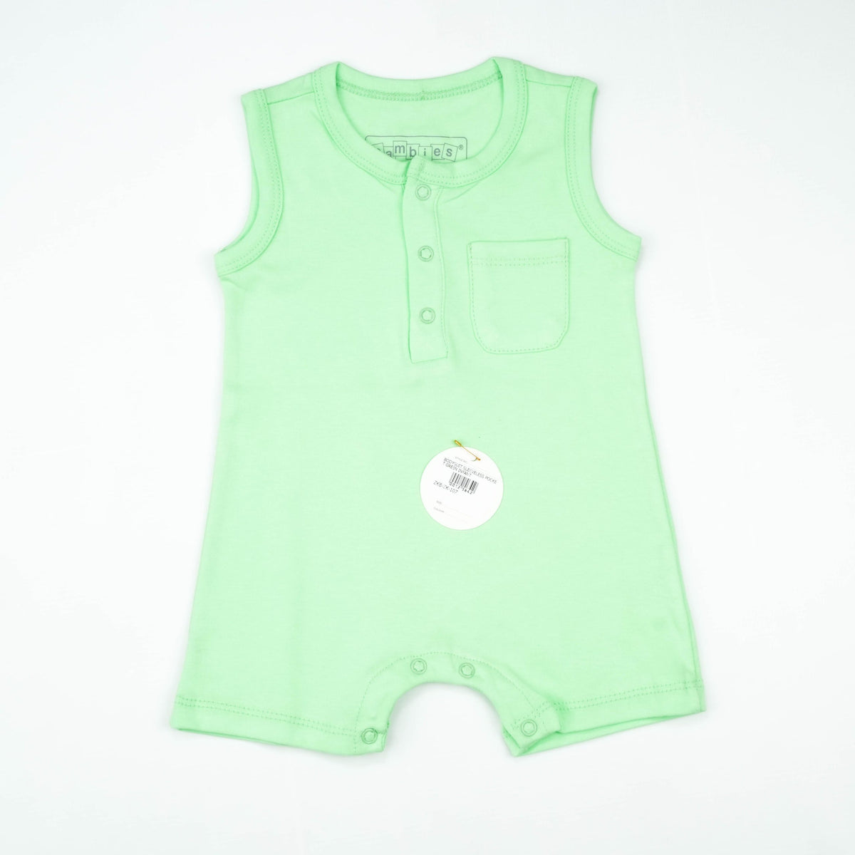 BODYSUIT SLEEVELESS POCKET GREEN INFANT - New Born