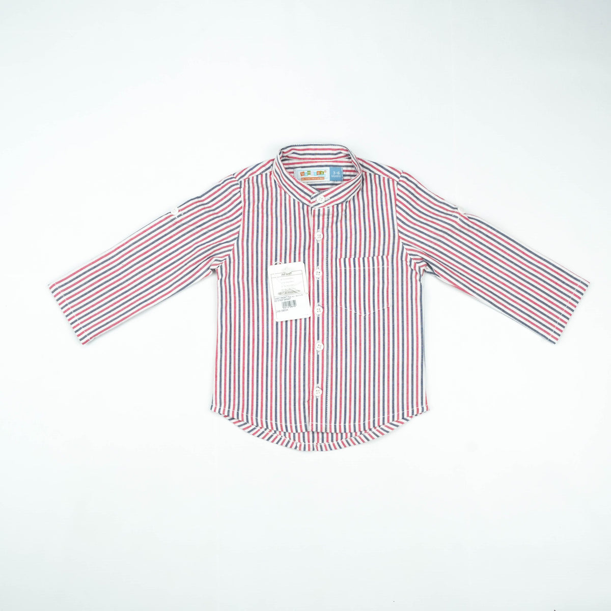 SHIRT FRONT POCKET BOYS RED STRIP INFANT - 6-12 Months