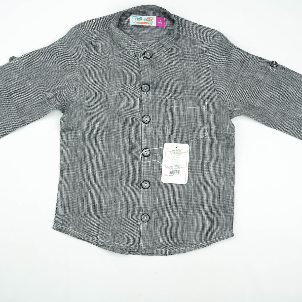 SHIRT FRONT POCKET BOYS BLACK CHECK TOODLER - 3-4 Years