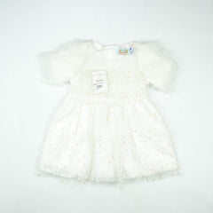 FROCK PLATE SLEEVES WHITE INFANT - White, 3-6 Months
