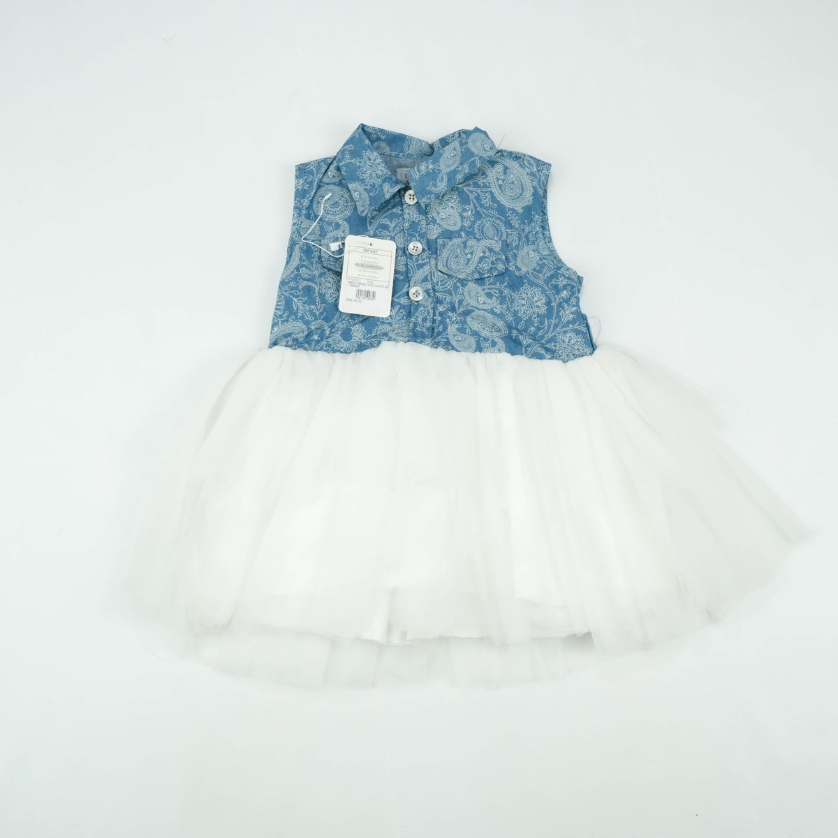 FROCK DENIM WITH WHITE NET INFANT - 12-18 Months