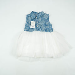 FROCK DENIM WITH WHITE NET INFANT - 6-12 Months
