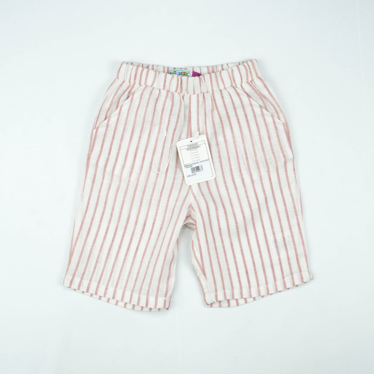 BERMUDA WOOVEN WHITE PINK TODDLER - 3-4 Years