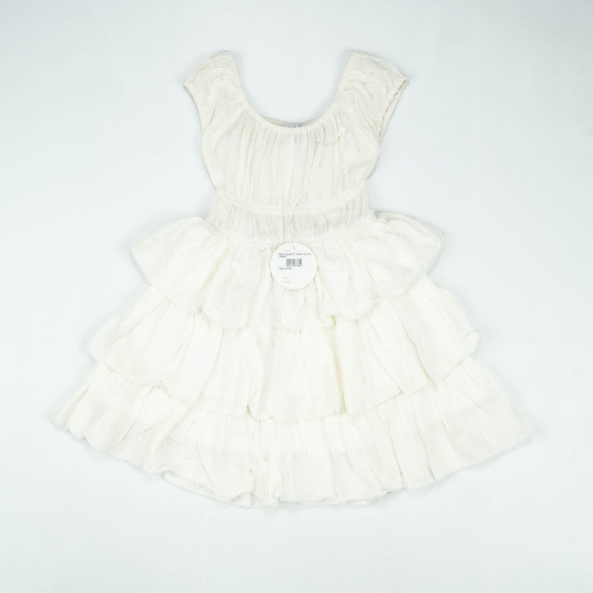 FROCK ELASTIC WASTE WHITE INFANT - 12-18 Months