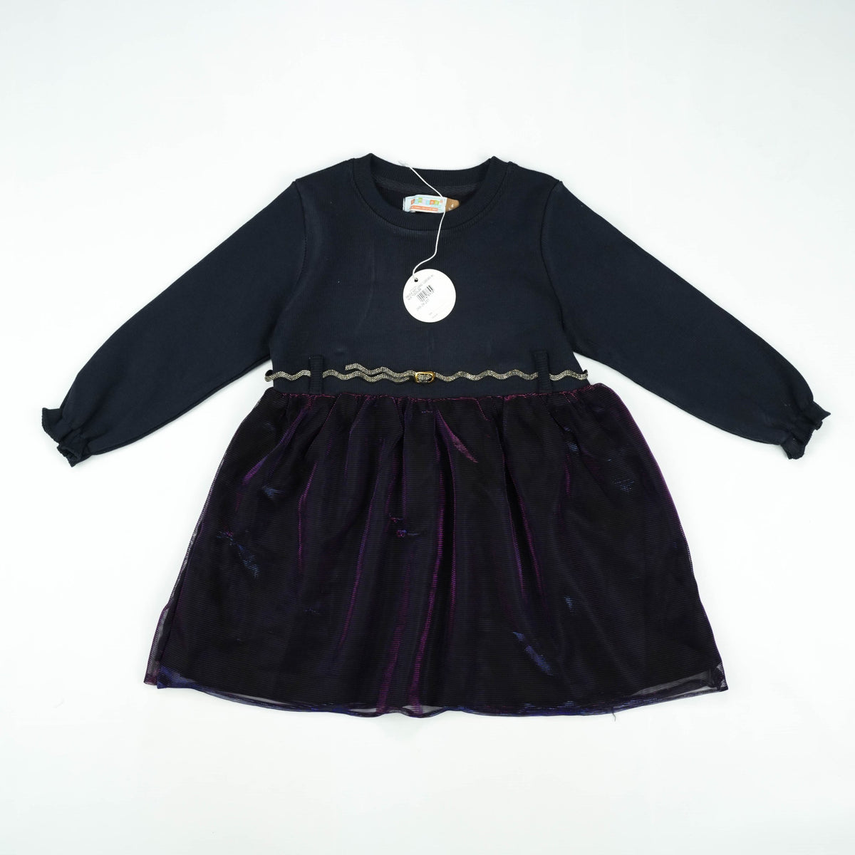 FROCK NET LONG SLEEVES BLACK TODDLER - 6-7 Years