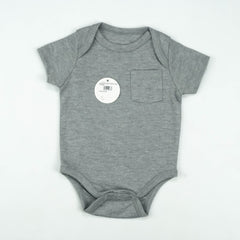 BODYSUIT FRONT POCKET GREY INFANT - 0-3 Months