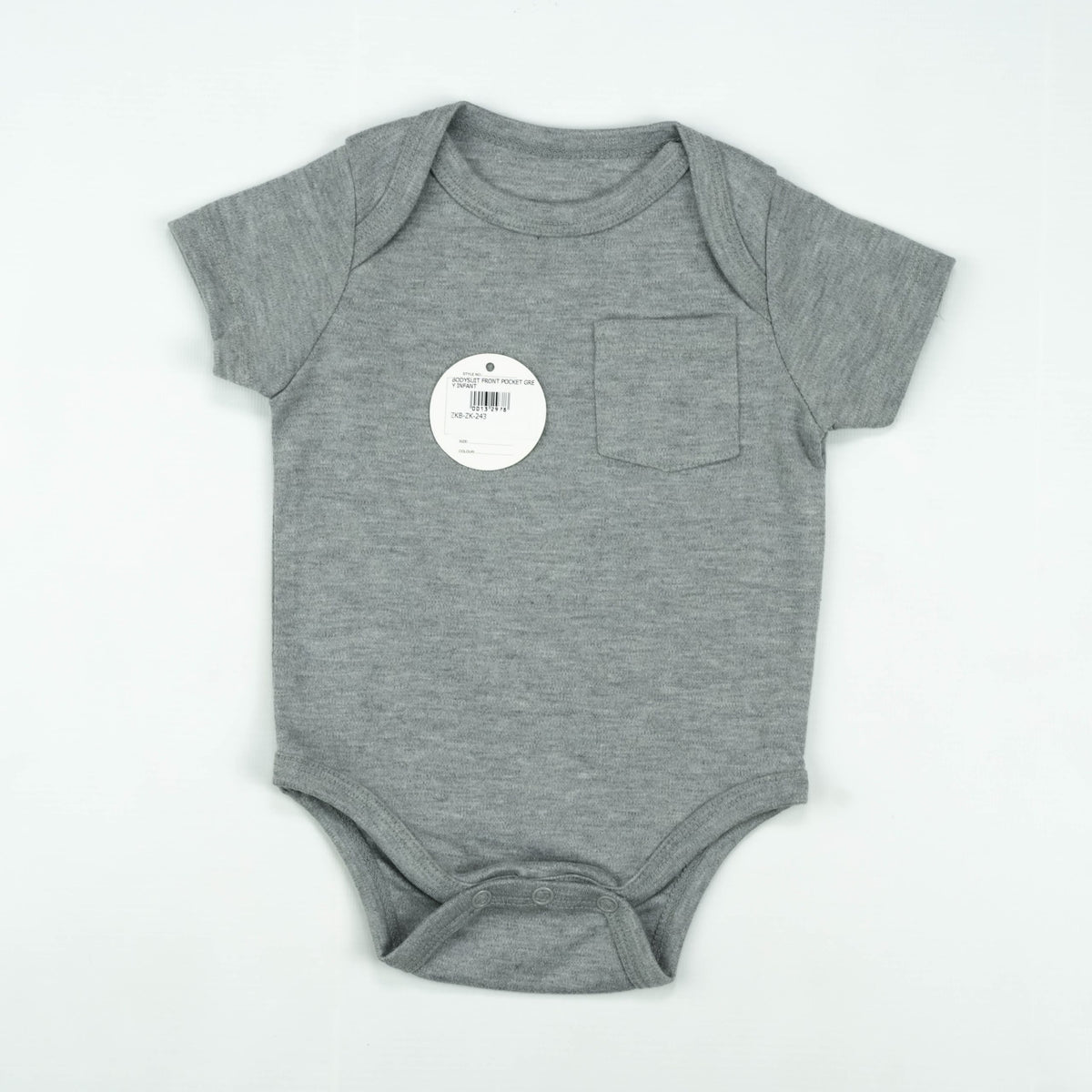 BODYSUIT FRONT POCKET GREY INFANT - 12-18 Months