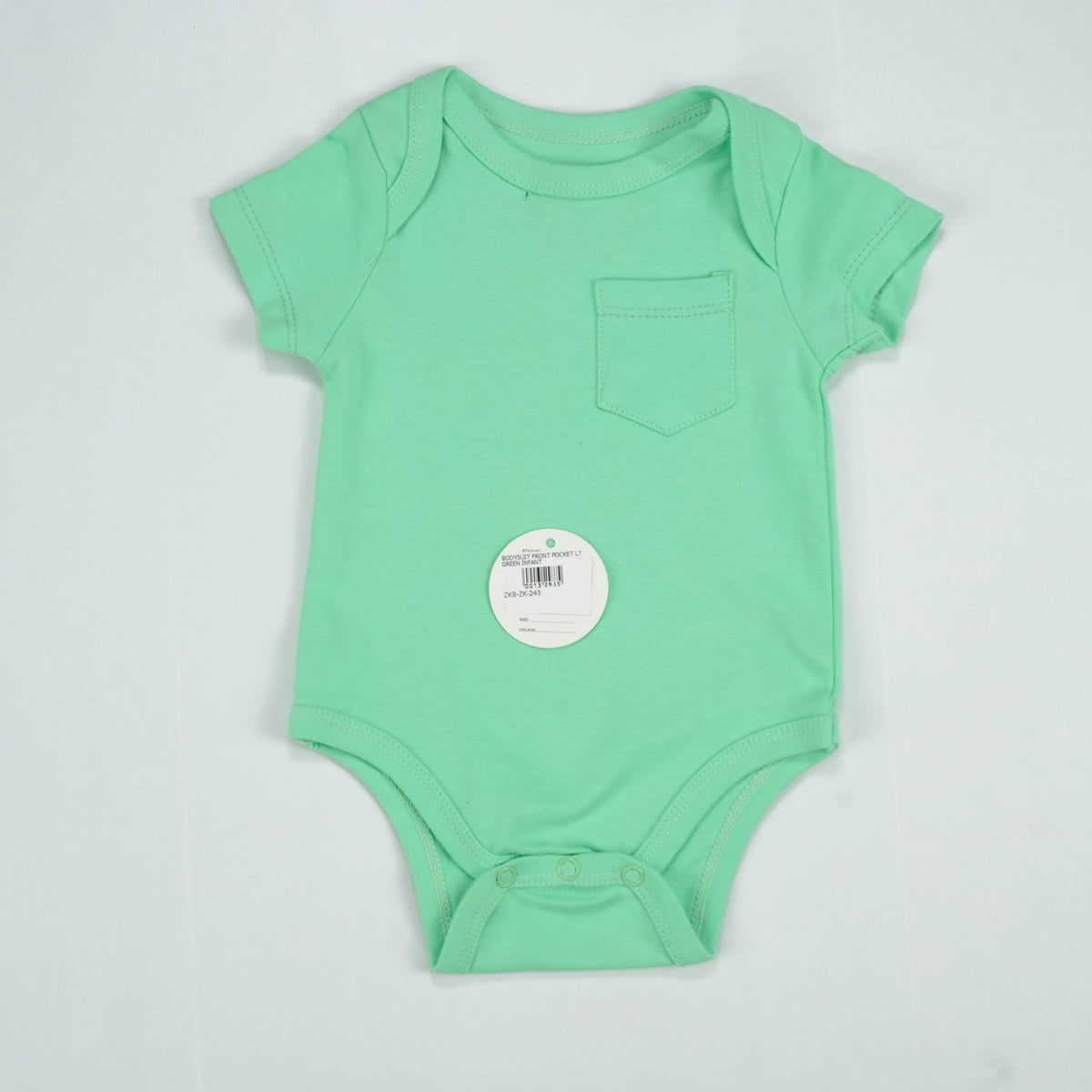 Bodysuit Front Pocket Lt Green Infant - 6-12 Months