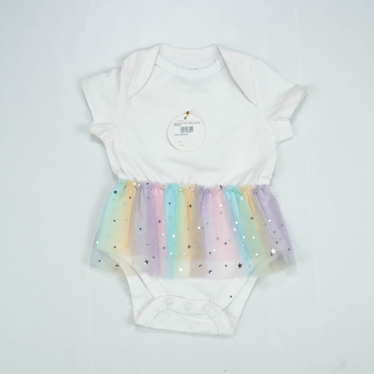 BODYSUIT WITH FRILL WHITE INFANT - 6-12 Months