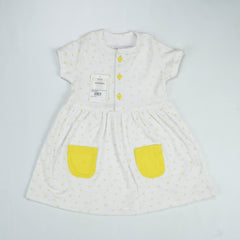 FROCK FRONT BUTTON YELLOW HEART INFANT - 12-18 Months