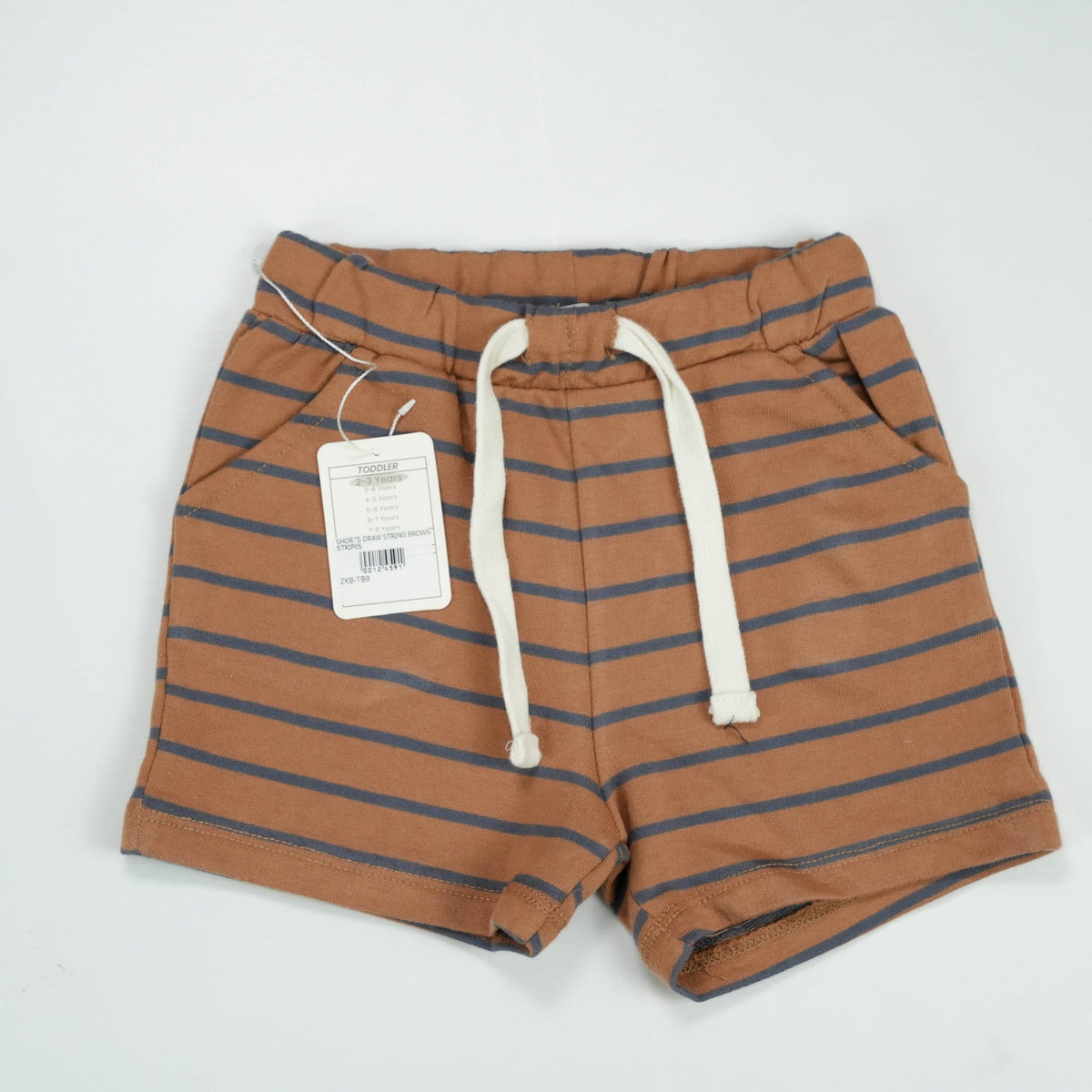 SHORTS DRAW STRING BROWN STRIPES - 5-6 Years