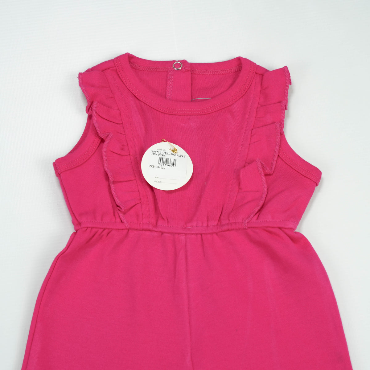 JUMPSUIT FRILL SHOULDER S.PINK INFANT - 0-3 Months, Pink