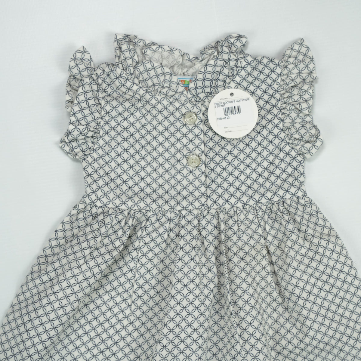 FROCK WOOVEN BLACK STRIPES INFANT - 12-18 Months