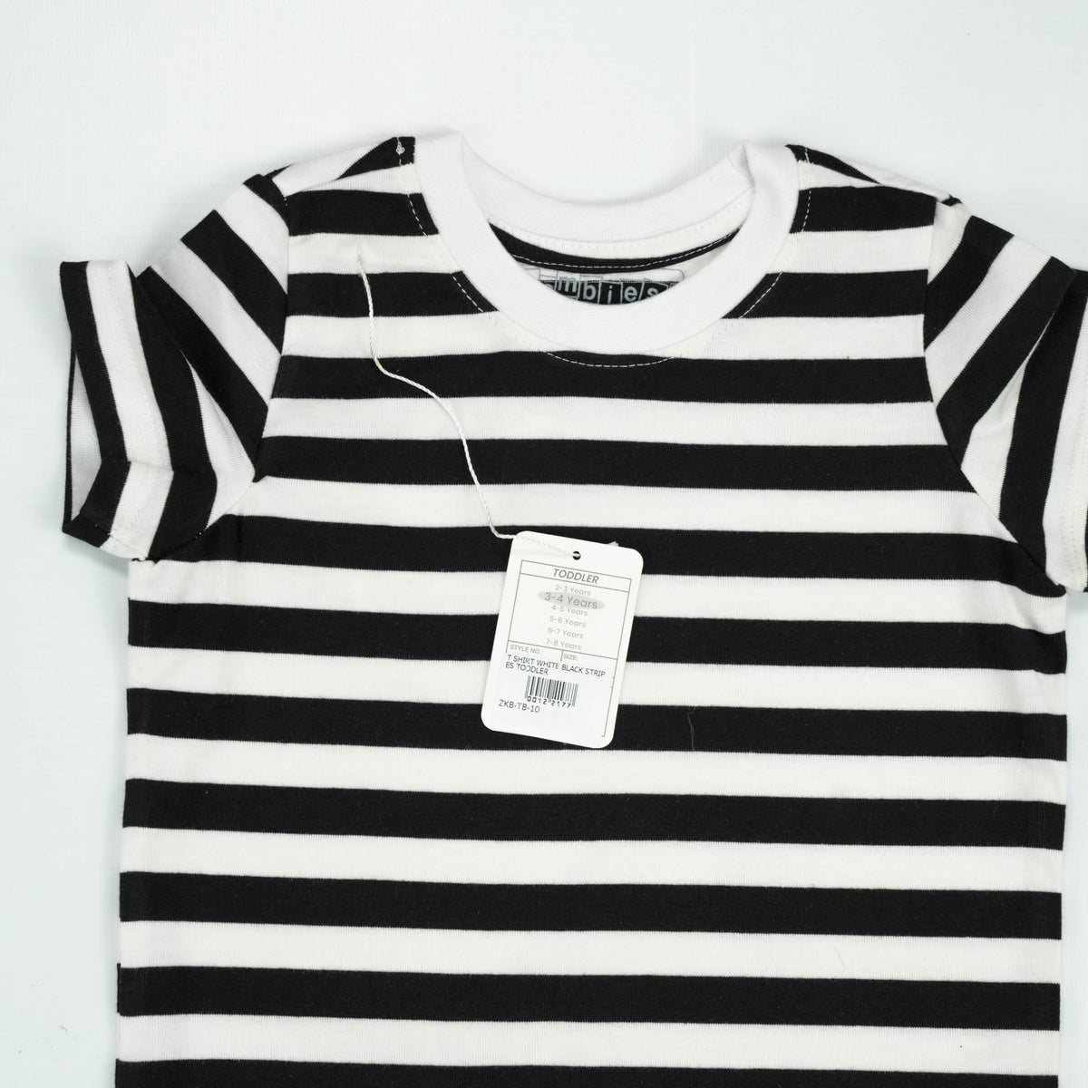 T SHIRT WHITE BLACK STRIPES TODDLER - 6-7 Years