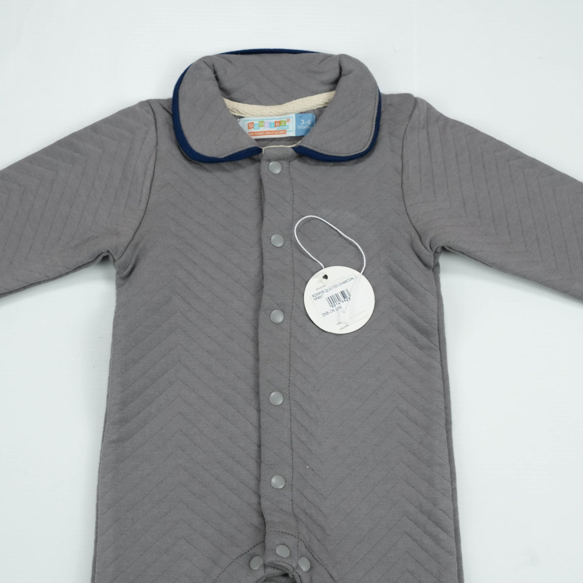ROMPER QUILTED CHARCOAL INFANT - 0-3 Months