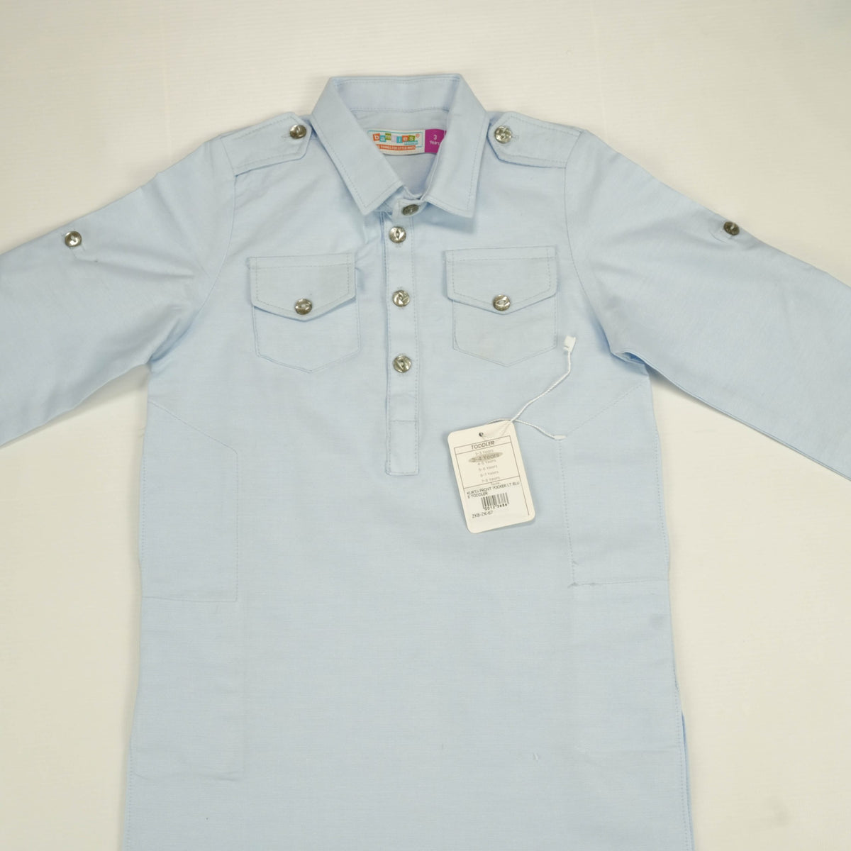KURTA FRONT POCKER LT BLUE TODDLER - 18-24 Months