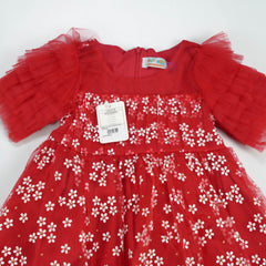 FROCK PLATE SLEEVES RED TODDLER - 5-6 Years