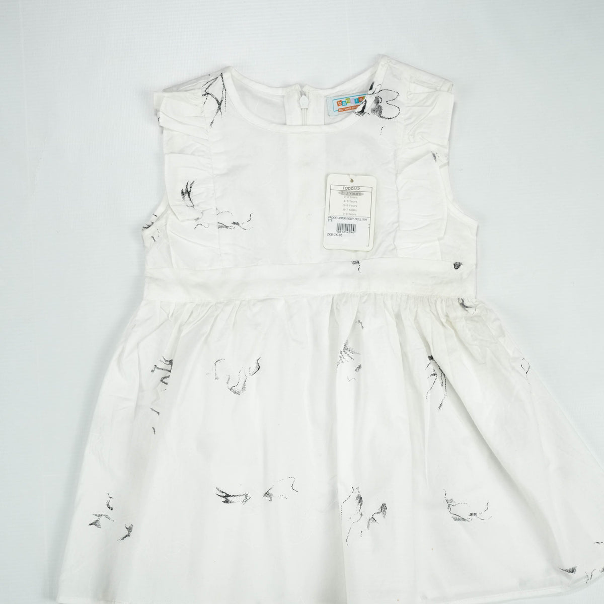 FROCK UPPER BODY FRILL WHITE - 6-12 Months
