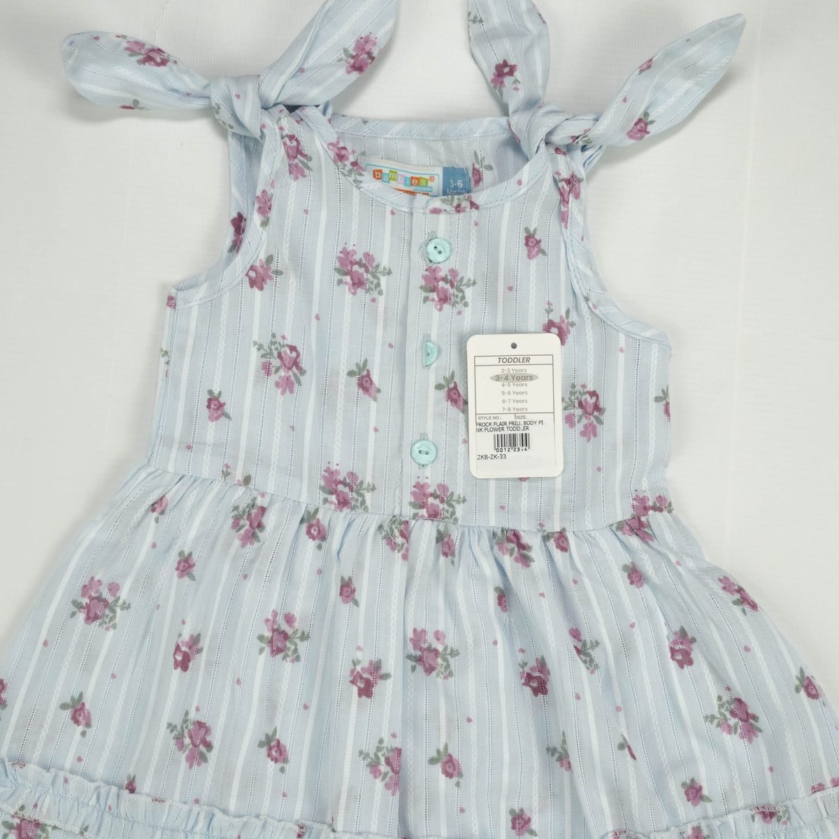 FROCK FLAIR FRILL BODY PINK FLOWER INFANT - 0-3 Months