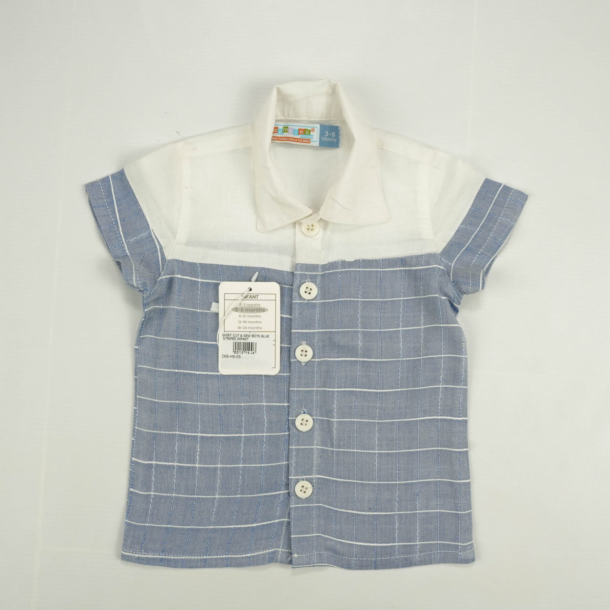 SHIRT CUT & SEW BOYS BLUE STRIPES INFANT - 6-12 Months