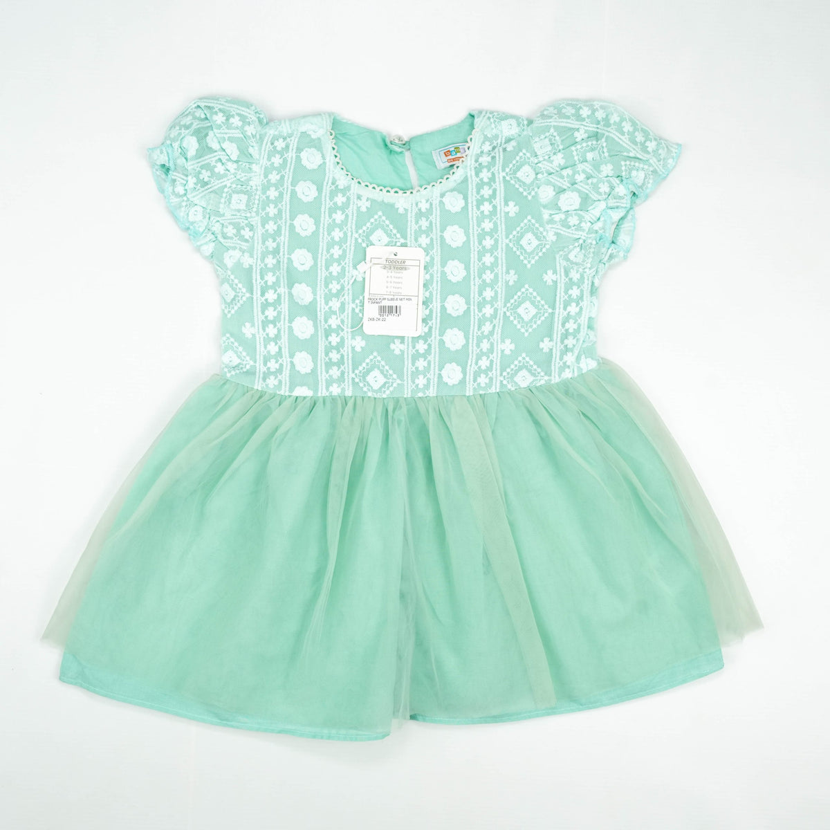 FROCK PUFF SLEEVE NET MINT INFANT - 18-24 Months