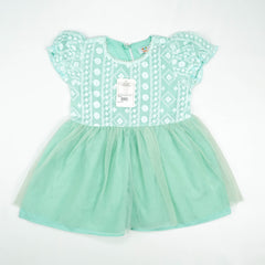 FROCK PUFF SLEEVE NET MINT INFANT - 18-24 Months