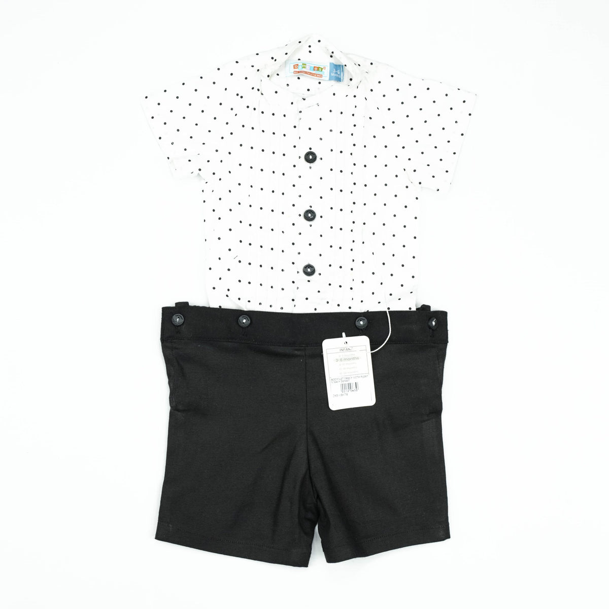 BODYSUIT FANCY WITH PLEATS NAVY INFANT - 6-12 Months
