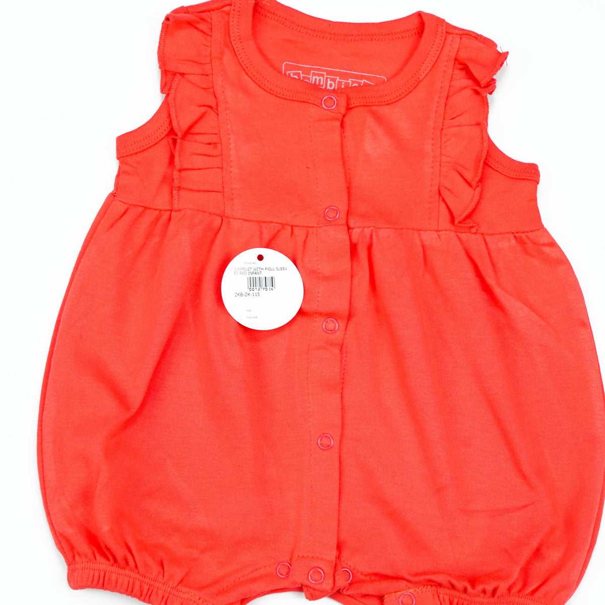 JUMPSUIT WITH FRILL SLEEVES RED INFANT - 0-3 Months