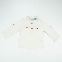 SHIRT KURTA FRONT POCKET BOYS WHITE INFANT - 12-18 Months