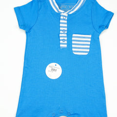 BODYSUIT STIPES COLLAR BLUE INFANT - 0-3 Months