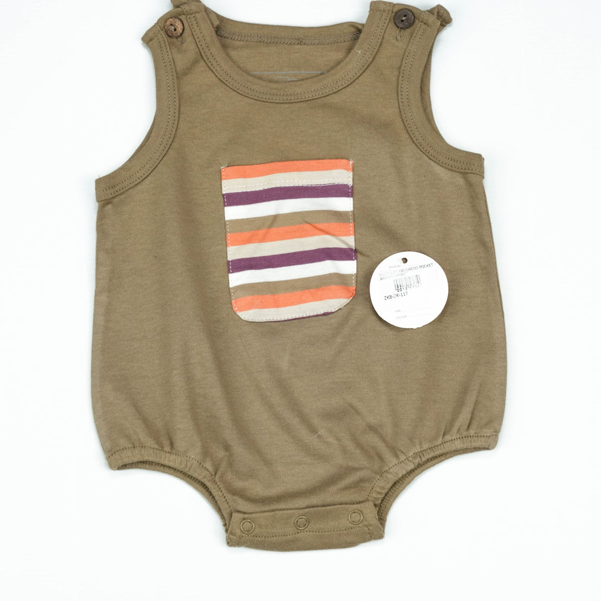BODYSUIT KANGAROO POCKET BROWN INFANT - 0-3 Months