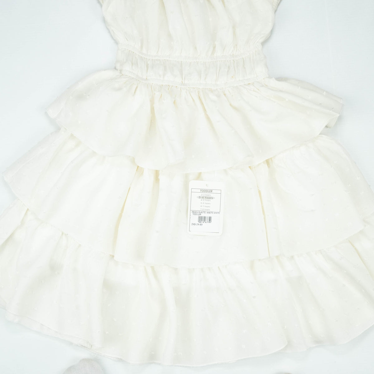 FROCK ELASTIC WASTE WHITE TODDLER - 2-3 Years
