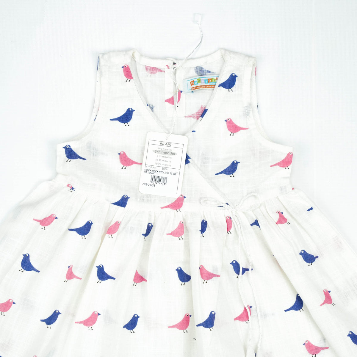 FROCK MOCK NECK MULTI BIRDS INFANT - 0-3 Months