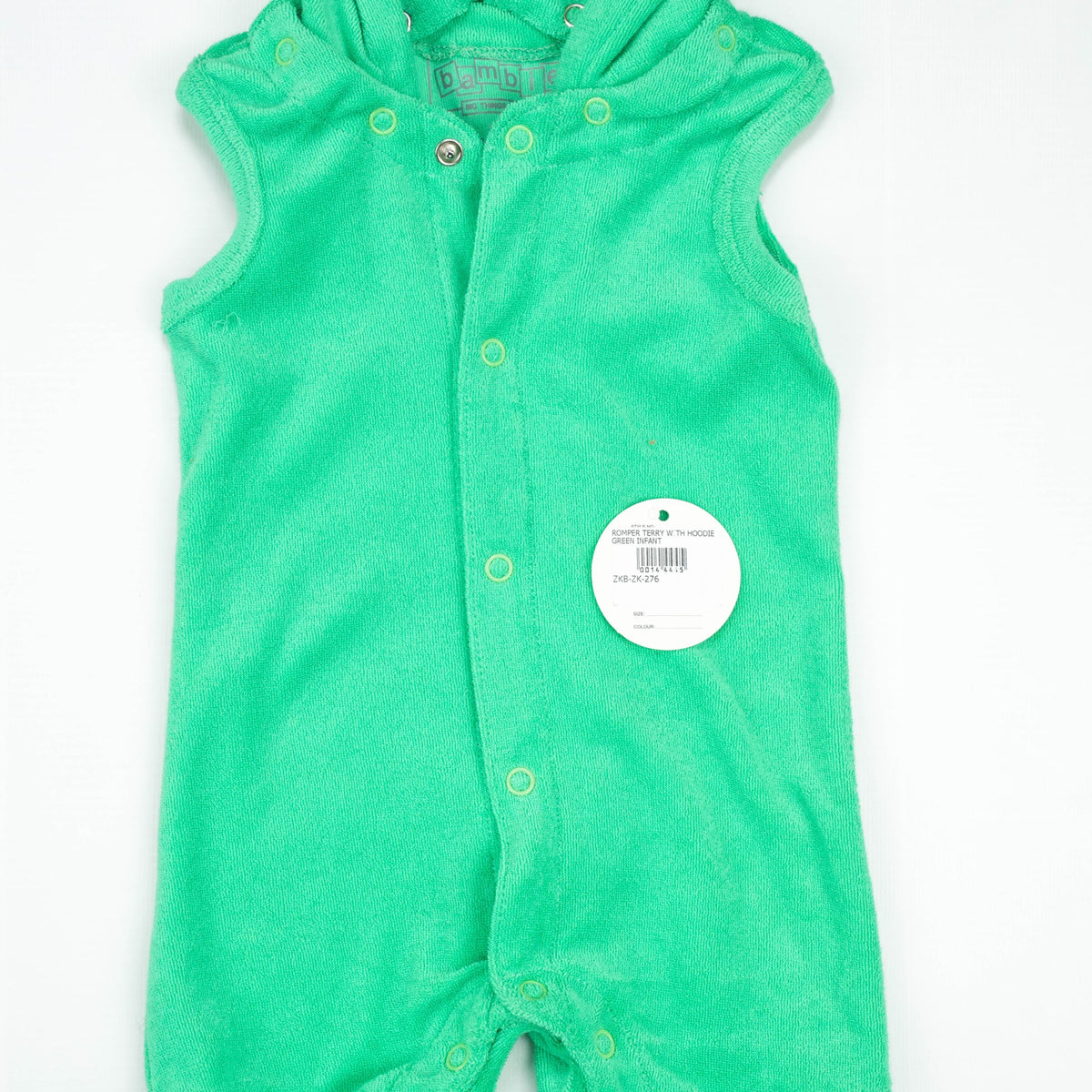 ROMPER TERRY WITH HOODIE GREEN INFANT - 12-18 Months