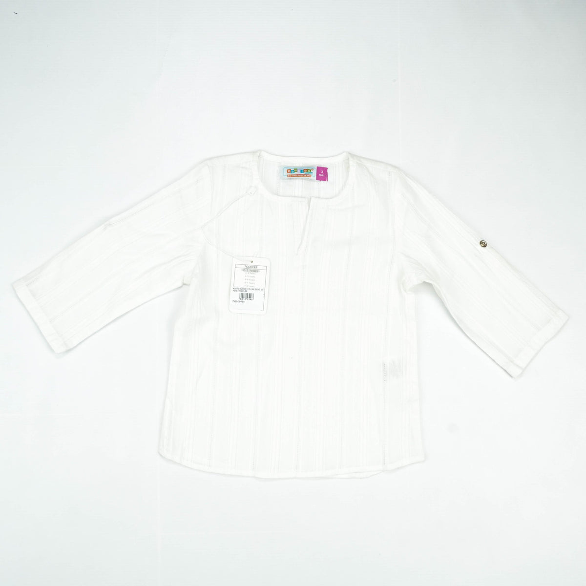KURTI ROUND COLLAR BOYS WHITE TODDLER - 6-7 Years
